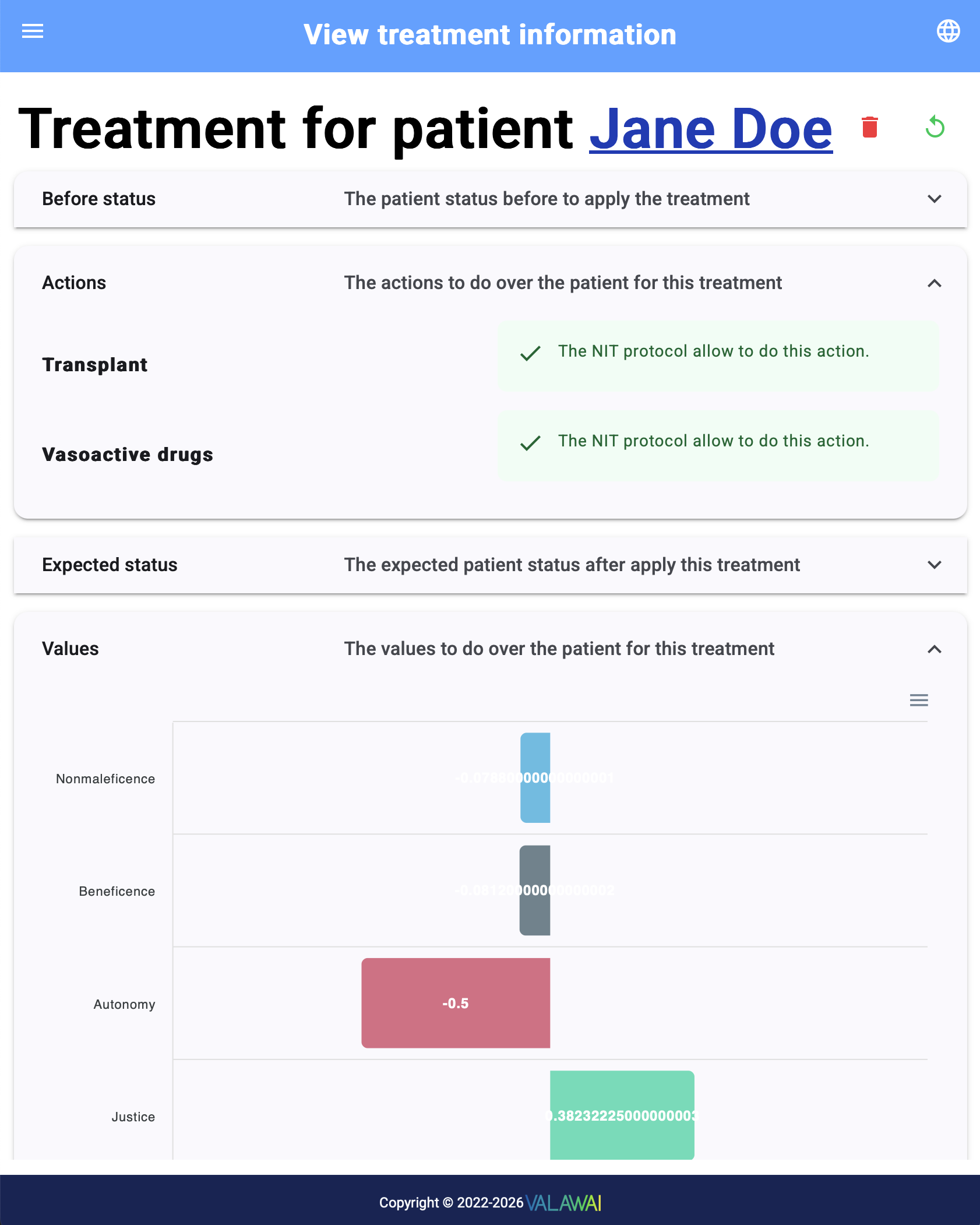 A treatment with its feedback